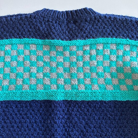 Vintage PINGOUIN Paris Handmade Fisherman's Sweater L-XL - Navy - Picture 3 of 10